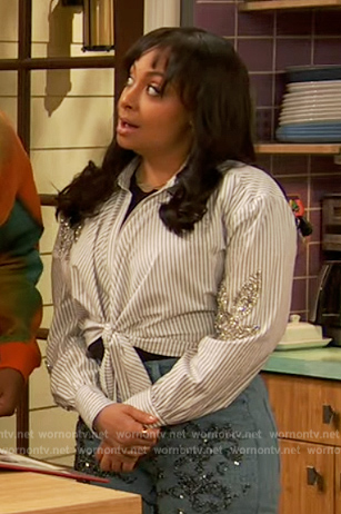 Raven's stripe embellished blouse on Ravens Home