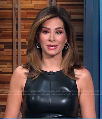 Rebecca's black sleeveless leather dress on Good Morning America