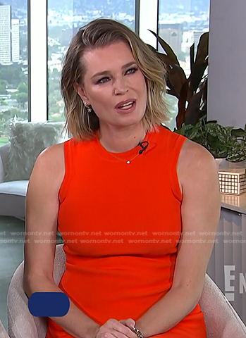 Rebecca Romijn's orange sleeveless dress on E! News