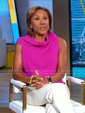 Robin's fuchsia pink draped top on Good Morning America