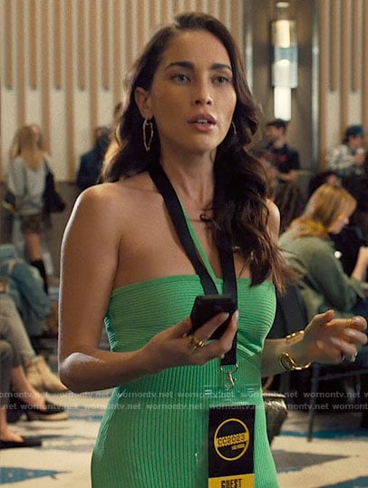 Ruby's green halter dress on Based on a True Story
