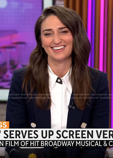 Sara Bareilles's navy blazer on CBS Mornings