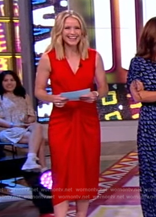 Sara's red drape front dress on The View
