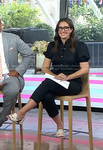 Savannah's black puff short sleeve jumpsuit on Today