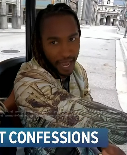 Scot's printed bomber jacket on Access Hollywood