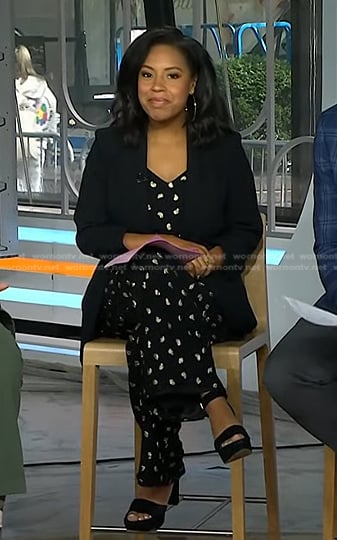 Sheinelle's black metallic print jumpsuit on Today