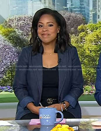 Sheinelle's black gg buckle belt on Today