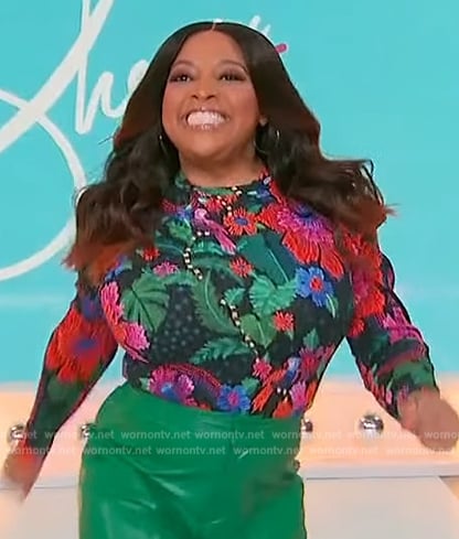 Sherri's floral print mesh bodysuit on Sherri