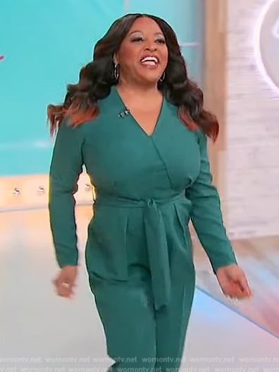 Sherry's green belted wrap jumpsuit on Sherri