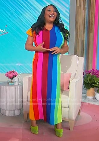 Sherri's multicolored stripe dress on Sherri