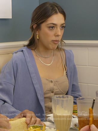 Sistine's beige corset dress on The Family Stallone