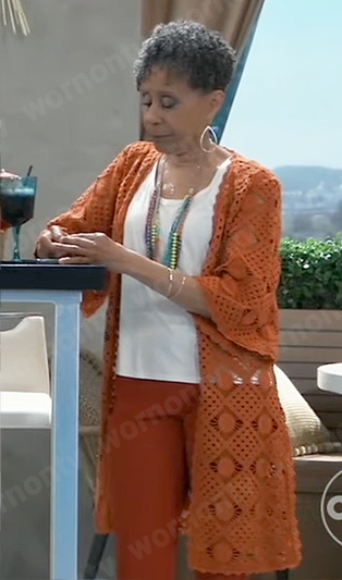 Stella's orange crochet cardigan on General Hospital