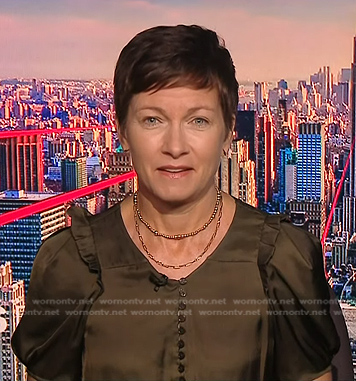 Stephanie Gosk's green puff sleeve top on NBC News Daily