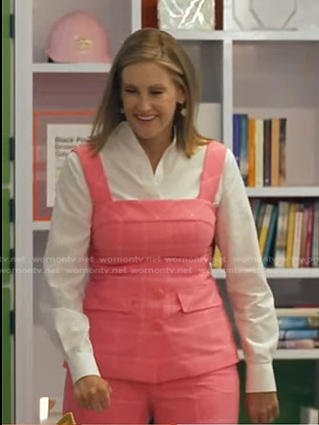 Stephanie Tsuru's pink check peplum top and pants on Good Morning America