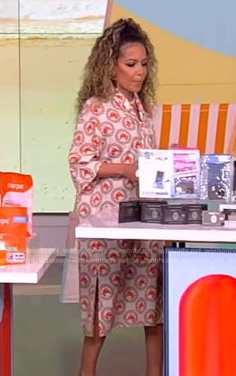 Sunny's printed tie neck dress on The View