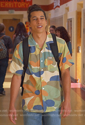 Trent's floral print shirt on Never Have I Ever