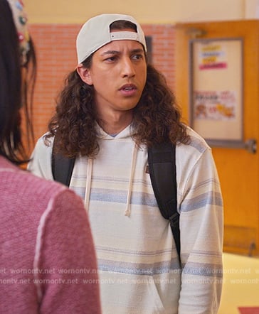 Trent's striped hoodie on Never Have I Ever