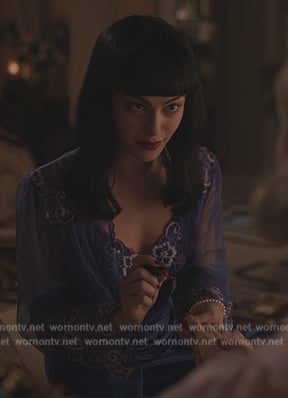 Veronica's blue lace chemise and robe set on Riverdale