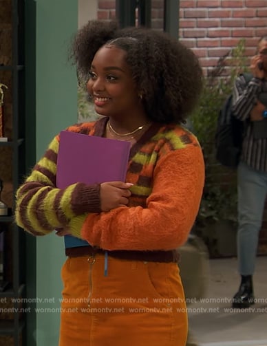 Zeena's orange checkered cardigan on Ravens Home