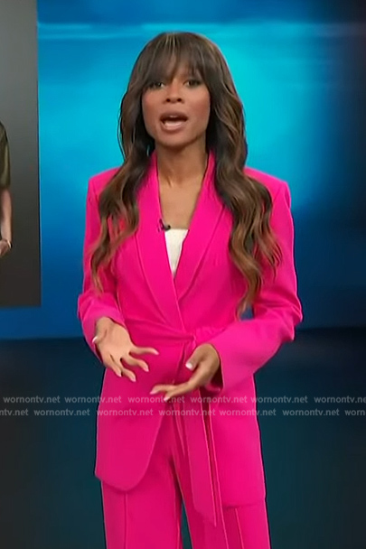 Zuri's pink belted blazer on Access Hollywood