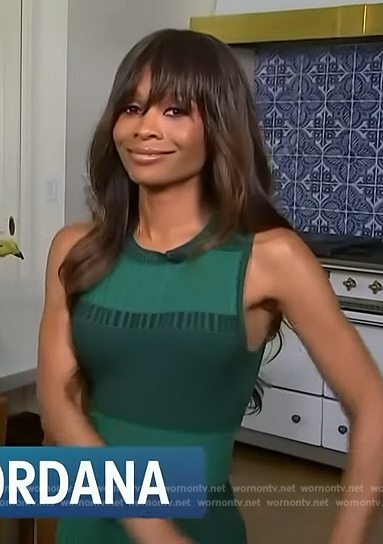 Zuri's green ribbed sleeveless dress on Access Hollywood