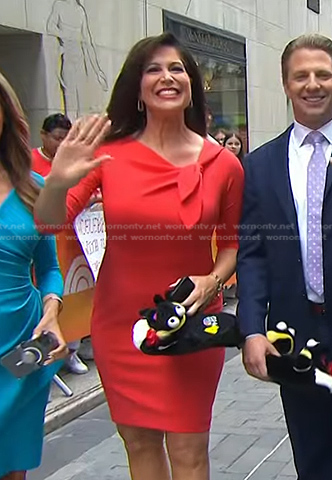 Holly Thompson's red tie neckline dress on Today