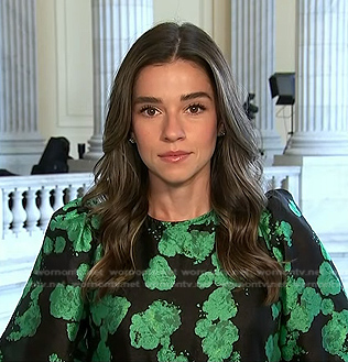 Julie Tsirkin's black and green puff sleeve top or dress on NBC News Daily