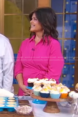Liza Pereira's pink wrap shirtdress on Good Morning America