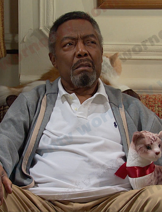 Abe's white polo shirt on Days of our Lives