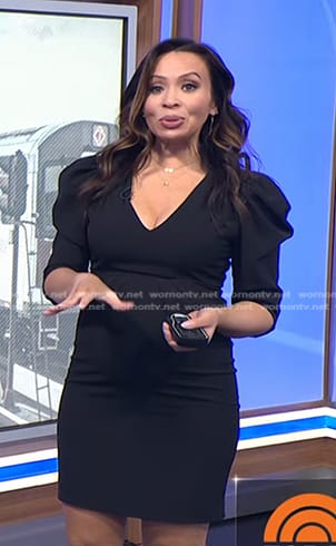 Adelle's black puff sleeve v-neck dress on Today