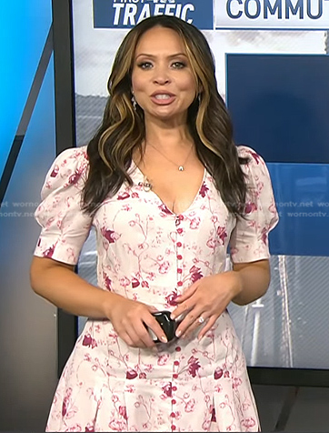 Adelle's white floral puff sleeve dress on Today
