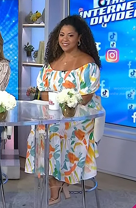 Arianna Davis's white printed midi dress on Today