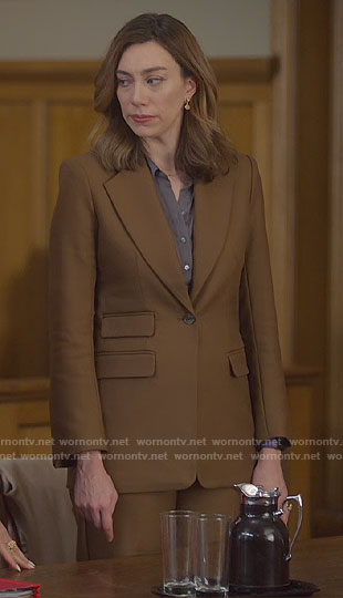 Allison's brown suit on So Help Me Todd