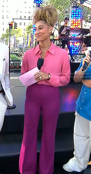 Ally Love's pink blouse and purple pants on Today