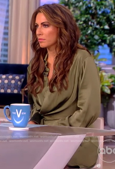 Alyssa's green satin wrap dress on The View