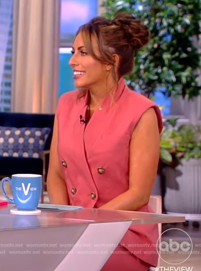 Alyssa's pink double breasted vest on The View