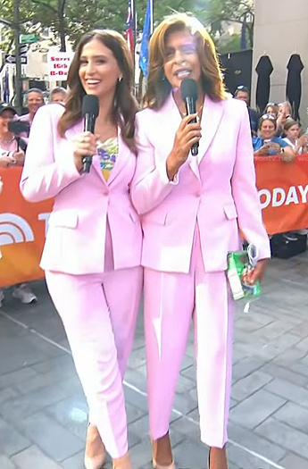Angie Lassman and Hoda's pink pant suit on Today