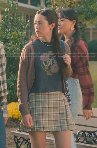 Annie's green plaid wrap skirt on Sweet Magnolias
