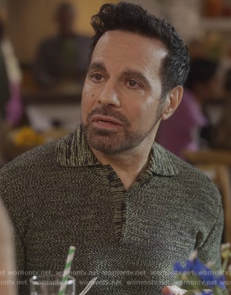 Anthony's green marled polo on And Just Like That