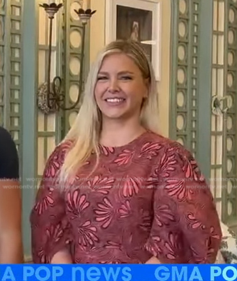 Ariana Madix's pink print puff sleeve dress on Good Morning America