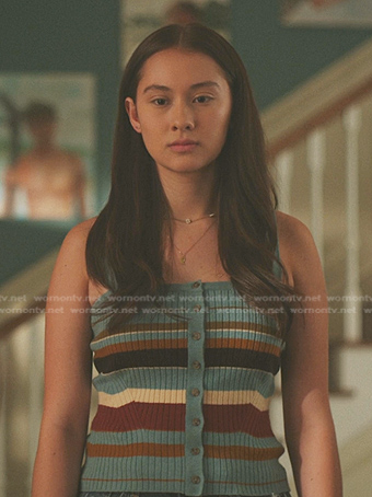Belly's blue striped ribbed knit top on The Summer I Turned Pretty