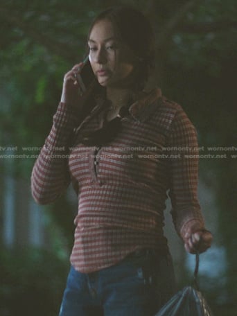 Belly's brown striped polo top on The Summer I Turned Pretty