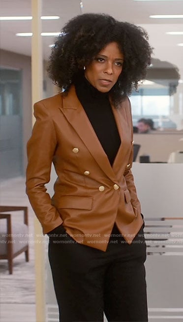 Beverly's brown leather blazer on So Help Me Todd