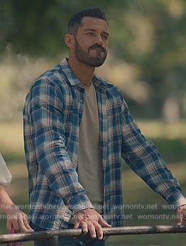 Ronnie's blue plaid shirt on Sweet Magnolias