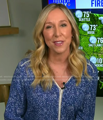 Michelle Grossman's blue print blouse on NBC News Daily