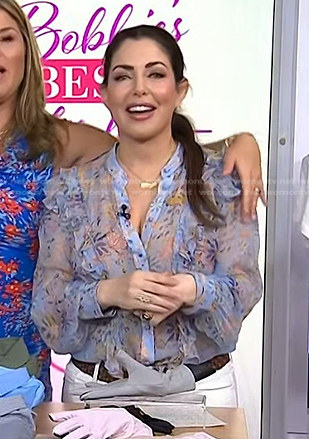 Bobbie's blue floral ruffle chiffon blouse on Today