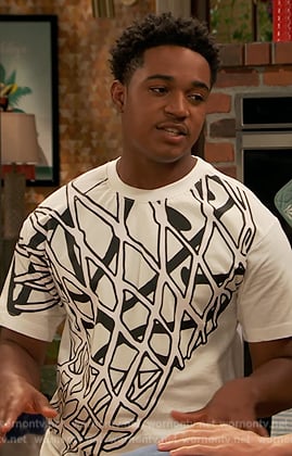 Booker's white printed tee on Ravens Home