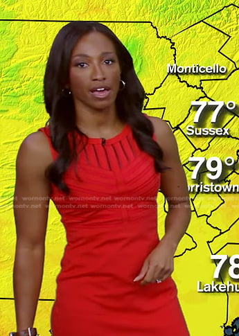 Brittany Bell's red cutout sleeveless dress on Good Morning America