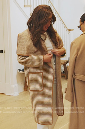 Brynn's beige check coat on The Real Housewives of New York City