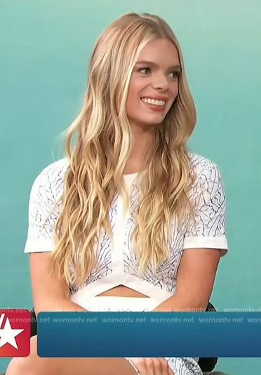 Catherine's white printed cutout dress on Access Hollywood